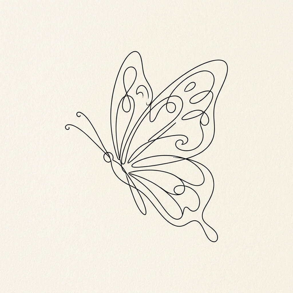 Minimalist butterfly drawing
